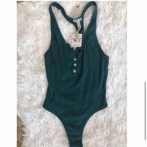 Free People Tops - NWT Free People Hooked on You Teal Button Bodysuit Free People Tops - NWT Free People Hooked on You Teal Button Bodysuit
